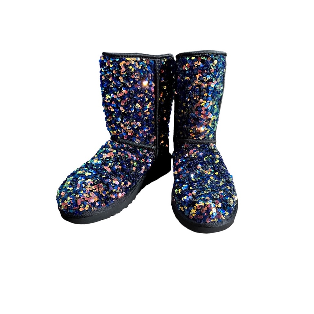 UGG Black Short Classic Stellar Sequin Boots 37 US 6